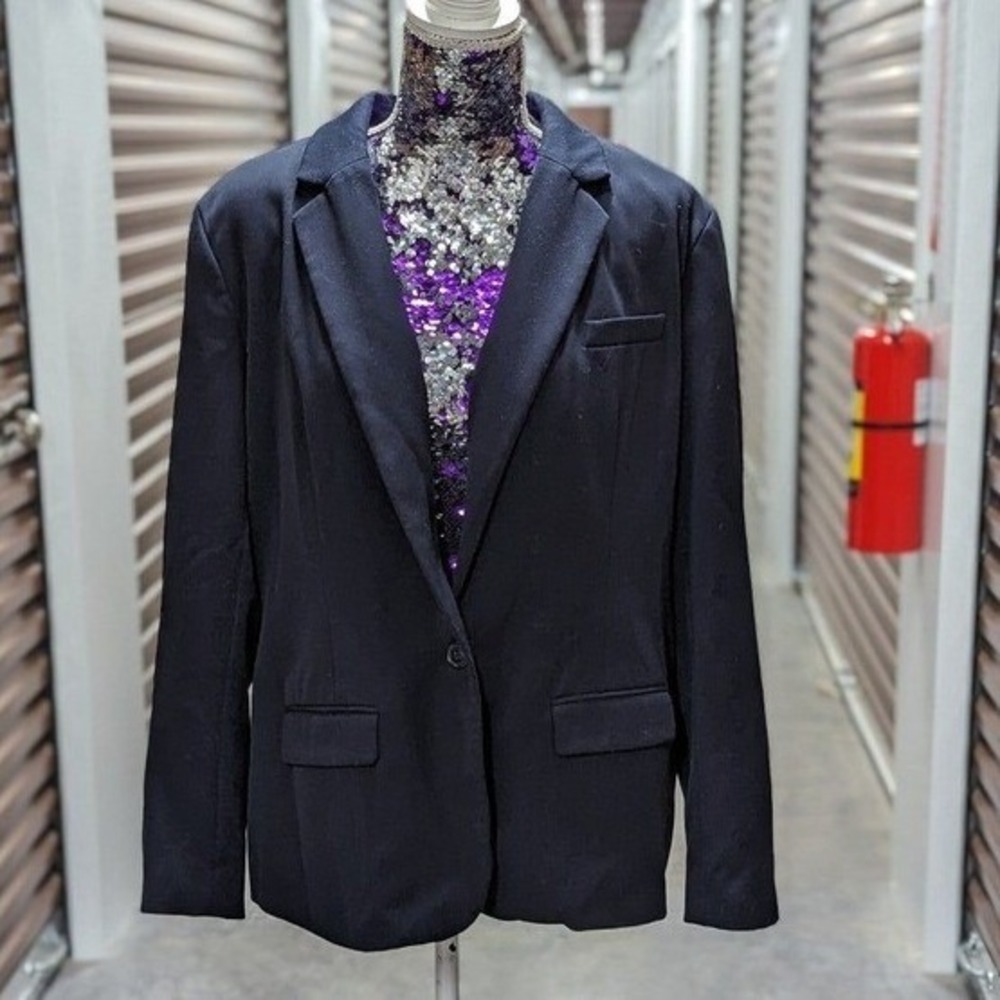Quiet Luxury Office Chic Navy Blazer Minimalist Career Jacket A New Day Size 18
